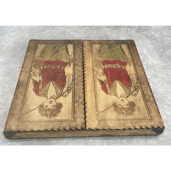 Vintage 1930s Platt-Maschek Lady Golfer Themed Wood Pyrography Handkerchief Box - Picture 11 of 12